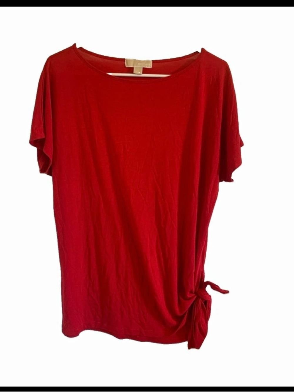 Michael Kors Red Short-Sleeve Knot Hem Women’s Top